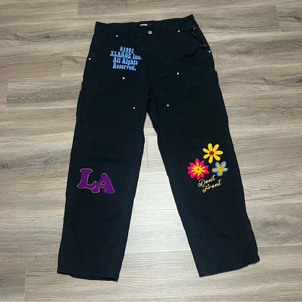 Culture Kings XLarge Men's 34 Pants Daisy Double Knee Work Pants Black Cargo